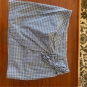 Sezane Blue and White Mini Pencil Skirt with Tie Front for Casual Wear